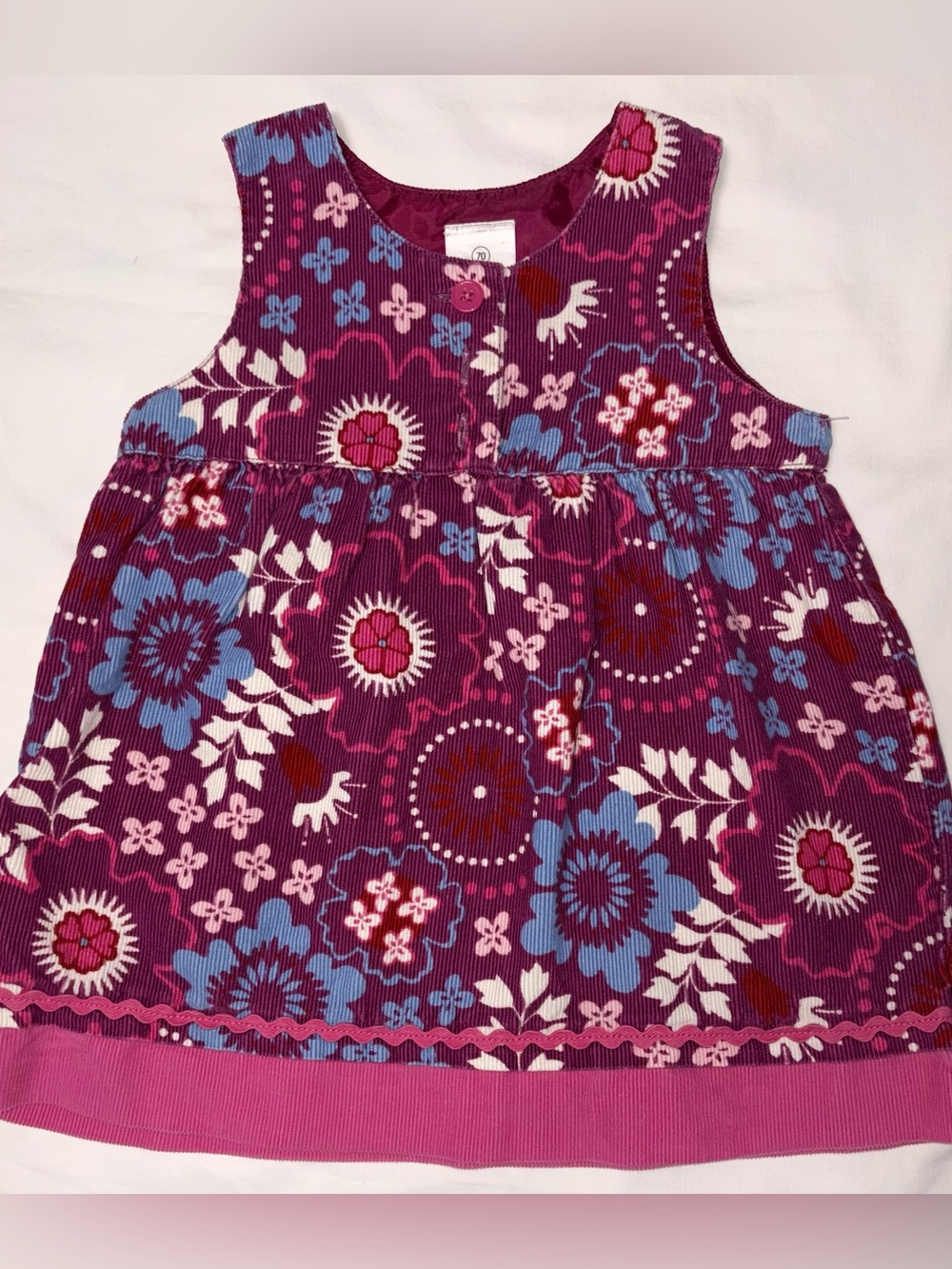 Hanna Andersson floral corduroy dress/jumper sz 70 6-12 months EUC